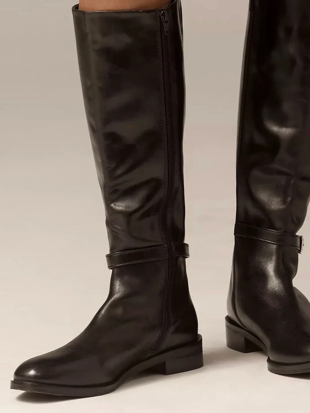 NWB Anthropologie Maeve Buckle Strap Riding Boots Dark Chocolate Brown Size 36